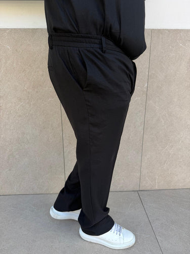 Pantalone Lino Noir Fox Fondo Ampio