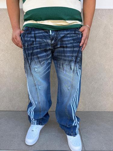 Jeans Cianotic Baggy 554 Stripes Blu